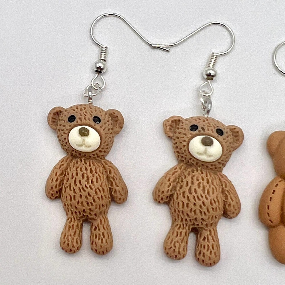 Teddy Bear Earrings - Baby Shower Earrings - Gender Reveal Earrings - DDLG - Picture 6 of 10